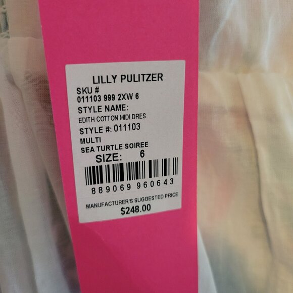 Lilly Pulitzer Edith Cotton Midi Dress in Sea Turtle Soiree NWT Size 6 - Picture 9 of 9